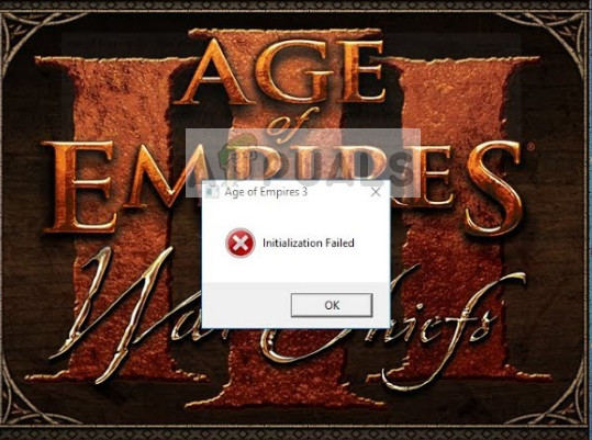 age of empire 3 initialization failed