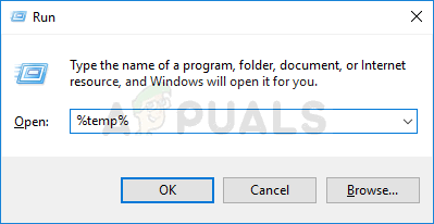 Opening the Temp folder in Run box