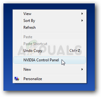 NVIDIA Control Panel in Desktop right-click context menu