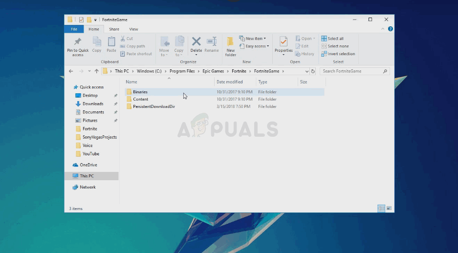 Fortnite folder navigation