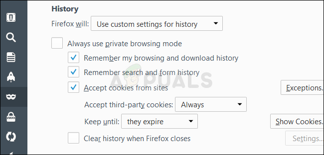 Firefox - Accept third-party cookies
