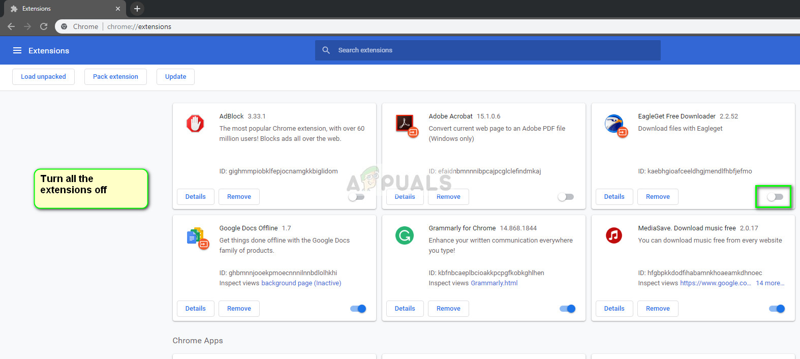 Web extensions in Google Chrome