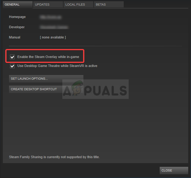 Disabling Steam Overlay for a specific game