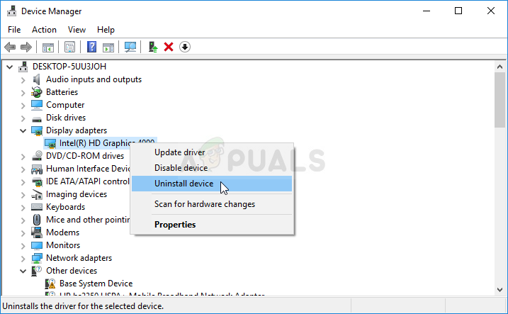 Uninstalling the graphics card driver