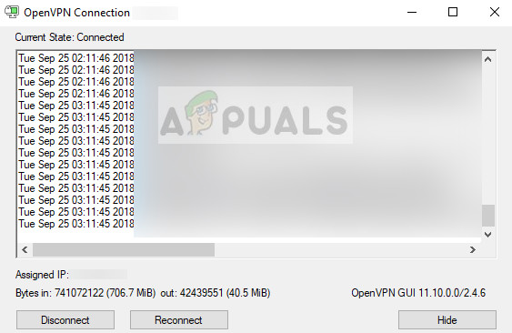 VPN running in OpenVPN GUI