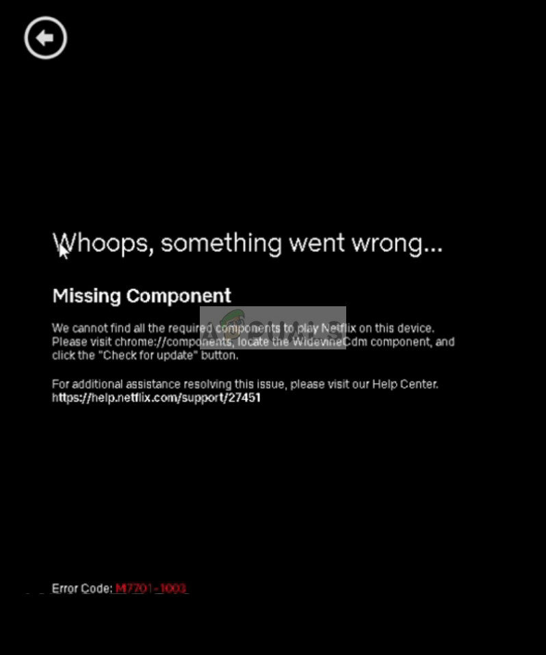 Netflix Error M7703-1003 in Google Chrome