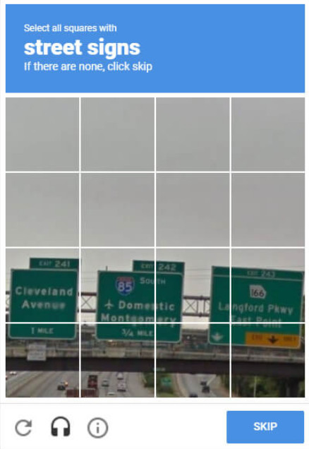 reCAPTCHA by Google when accessing email