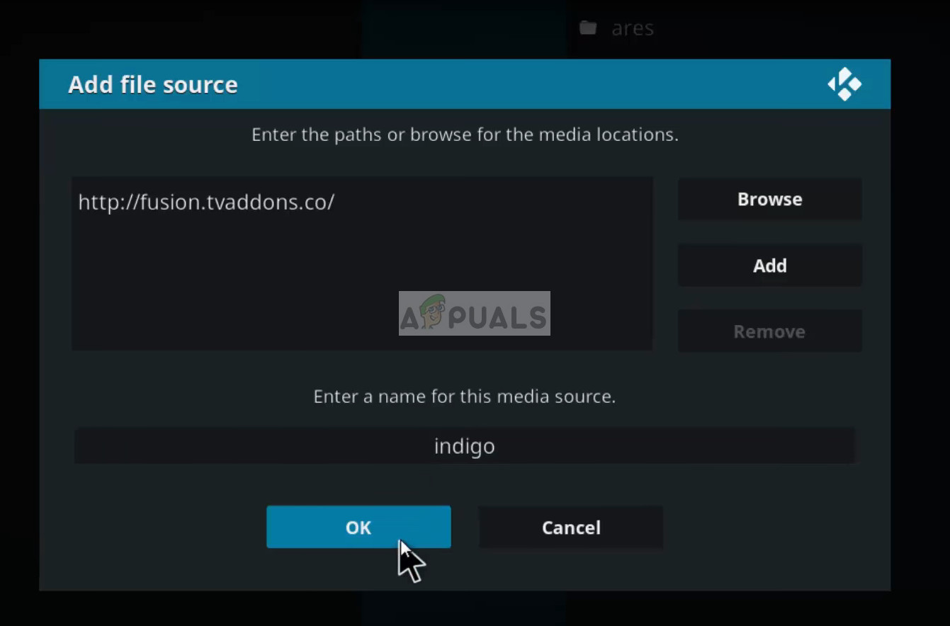 Adding Fusion TV as a file source in Kodi