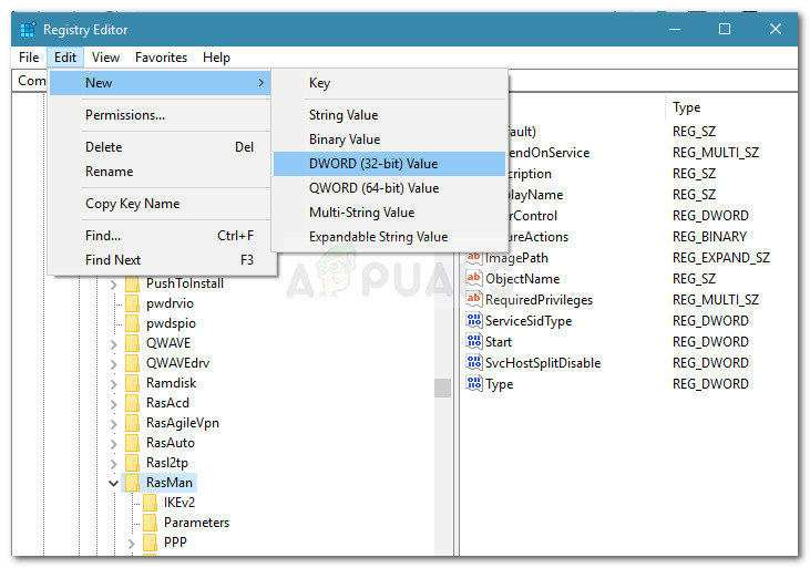 Create new Dword value