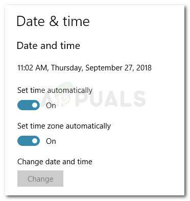 Automatic Date & Timezone settings