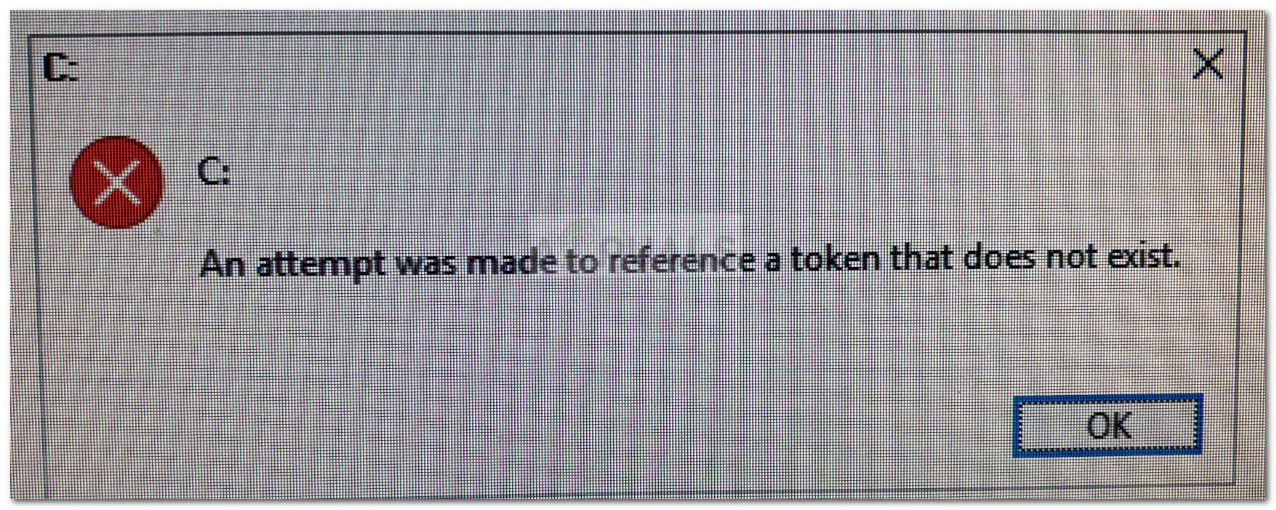 Fix: An attempt was made to reference a token that does not exist