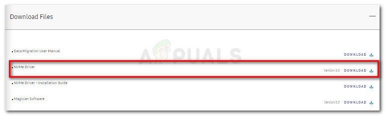 Download the NvMe driver