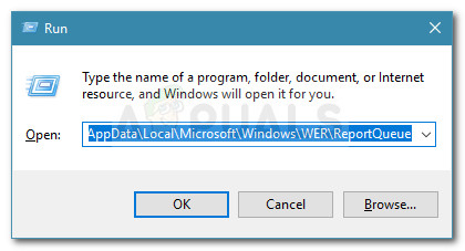 Run dialog: %ALLUSERSPROFILE%\Microsoft\Windows\WER\ReportQueue