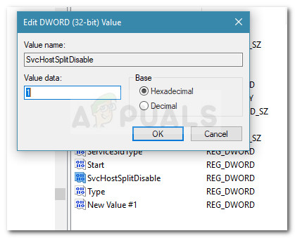 Set Base to Hexadecimal and Value data to 1