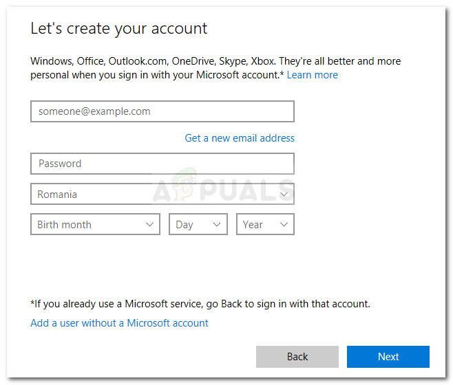 Insert user credentials