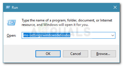 Run dialog: ms-settings:windowsdefender