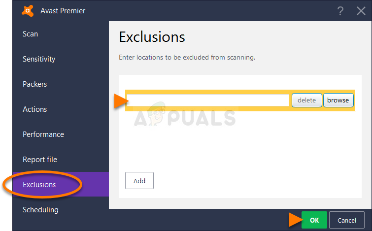 Avast Exclusions