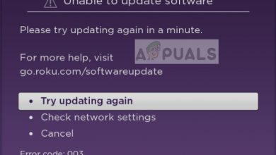 Roku Error Code 003 when updating the device