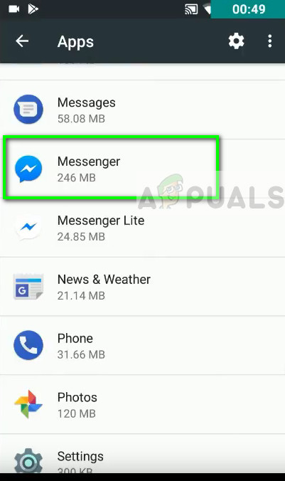 Messenger in Android Application Manager