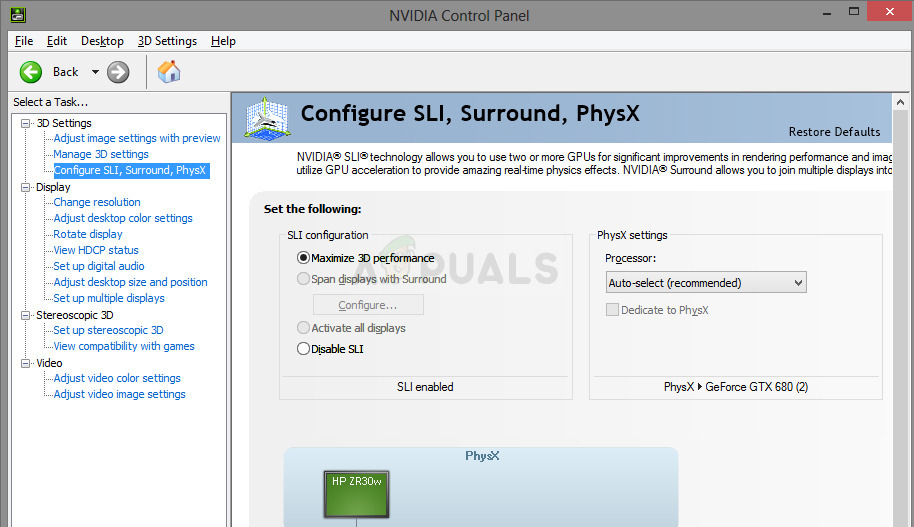 Setting the SLI Configuration
