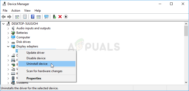 Uninstalling the graphics adapter
