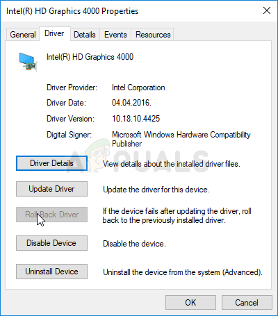 Rolling back the graphics driver
