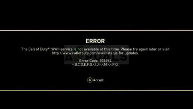 Call of Duty WW2 Error Code 103294