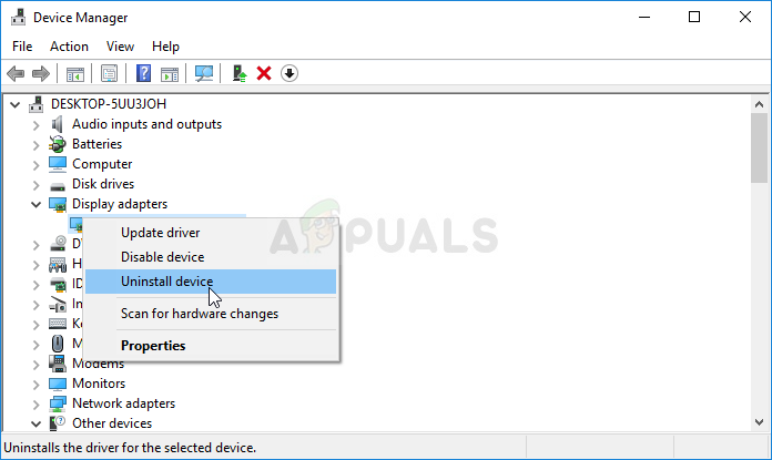 Uninstalling video card driver