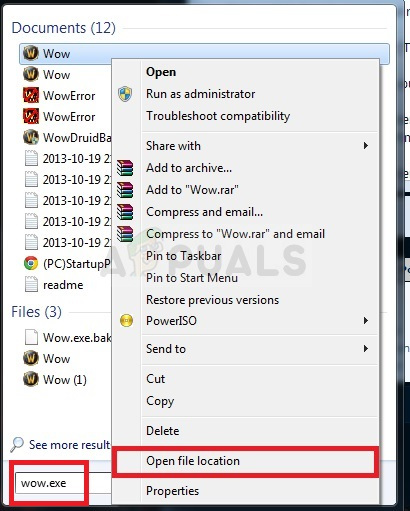 WoW - Open file location