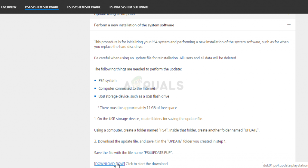 Downloading the system file