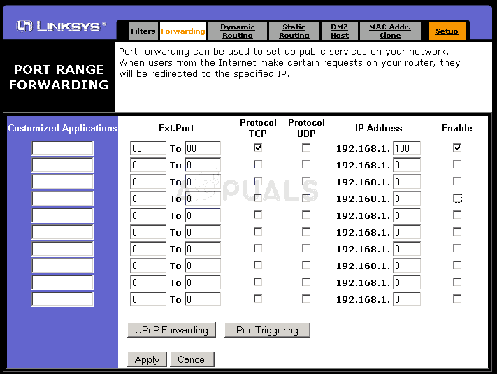 Port forwarding