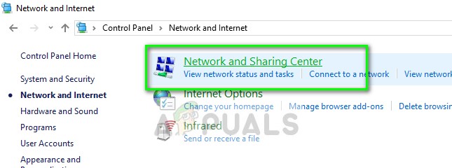 Network and Sharing Center - Control Panel