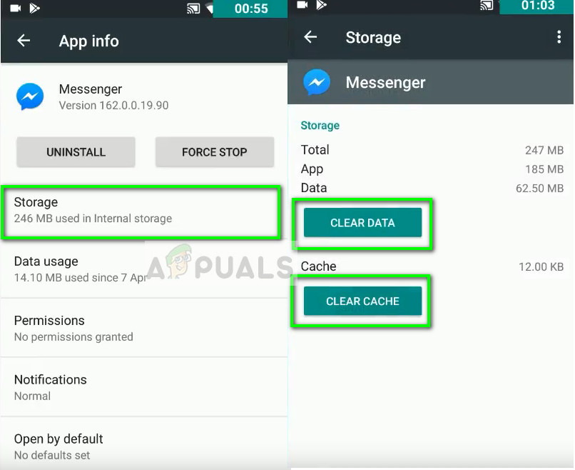 Clearing data in Messenger