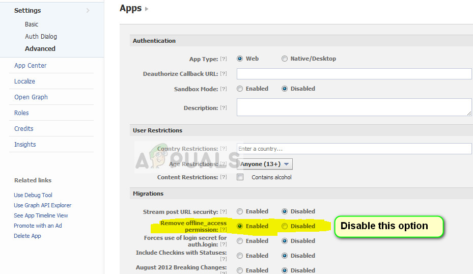 Remove offline access permissions in Android