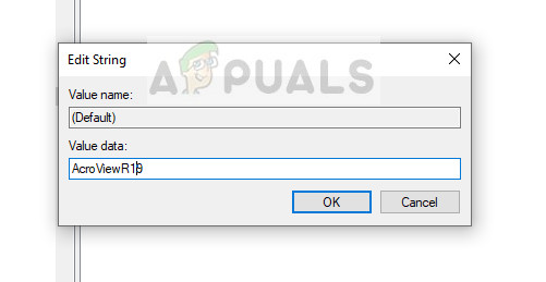 Changing the key "AcroviewA18" to "AcroviewR18"