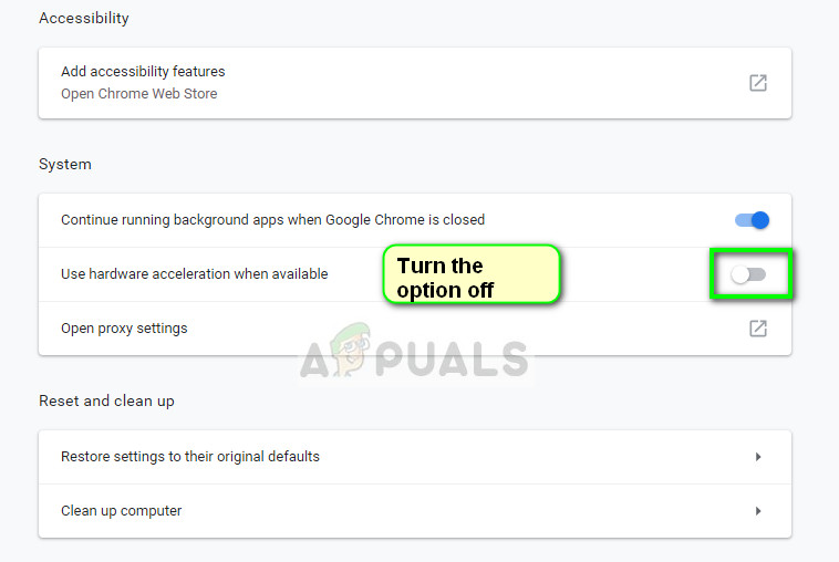 Disable Hardware acceleration in Chrome
