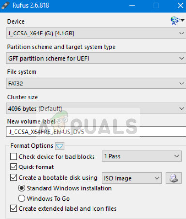 Creating Media using Rufus in Windows 10