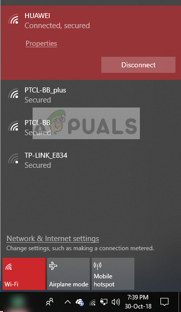 Wi-Fi connectivity - Windows Action bar