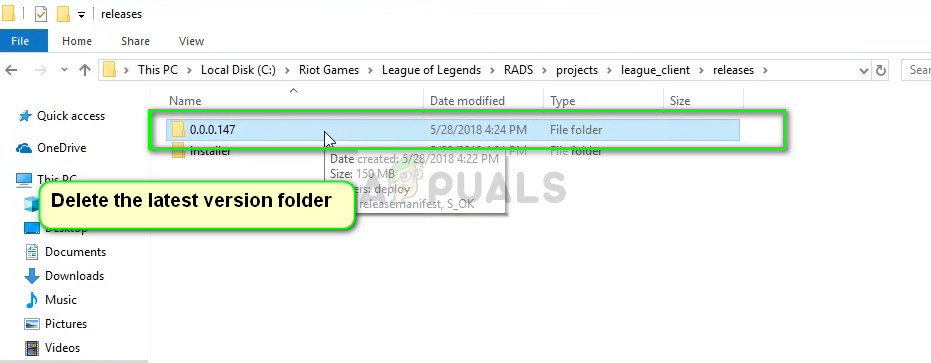 Releases folder in League of Legends