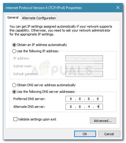 Changing DNS settings and validating