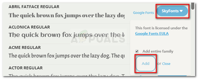 Adding new fonts to SkyFonts