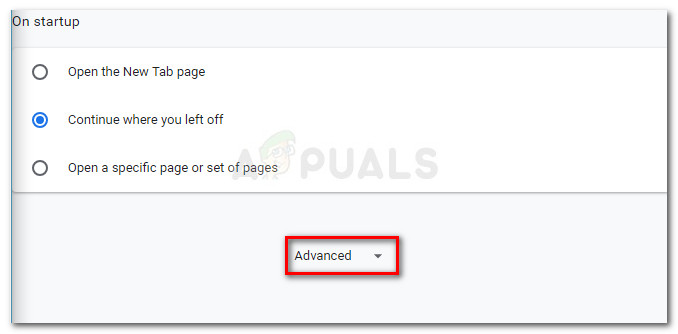 Click on the Advanced drop-down menu