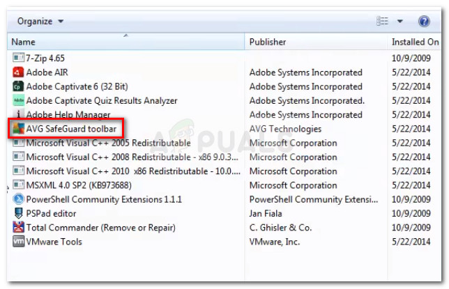 Uninstall AVG Safeguard toolbar
