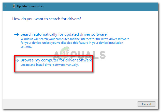 click on Browse my computer for driver software