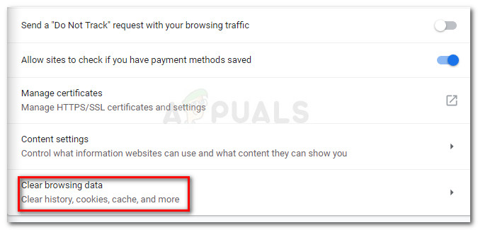 Click on Clear Browsing data