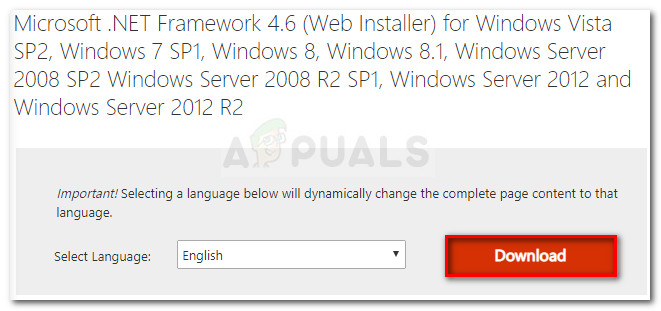 Downloading Microsoft .NET framework 4.6
