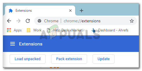 Accessing the Extensions Tab from Chrome's navigation bar