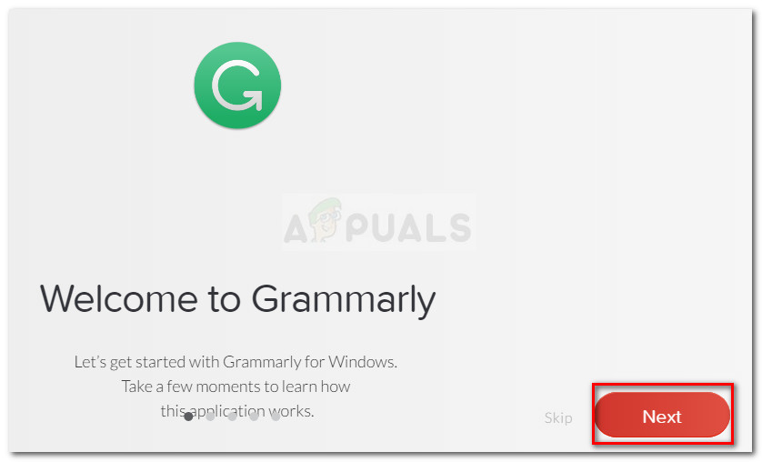 Going through Grammarly's training screens