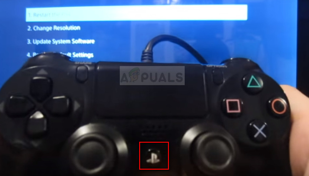 Connect controller to Ps4 via USB cable and press PS button