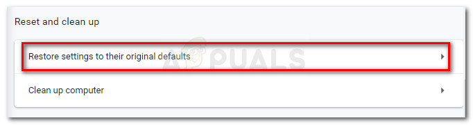 Restore settings to the original defaults